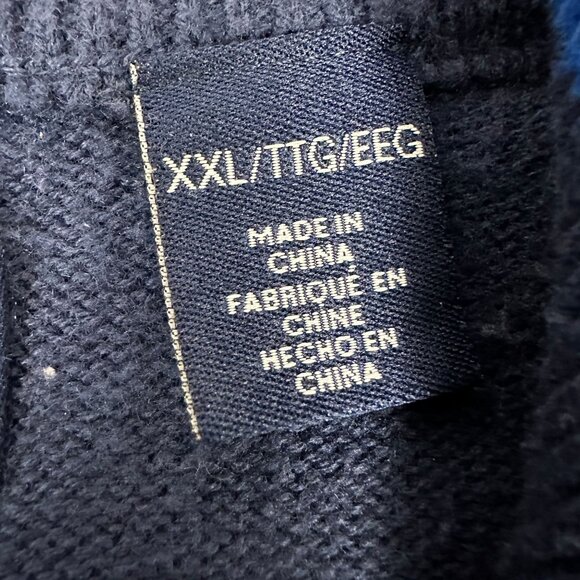 Chaps Mens Navy Blue Half Zip Pullover Sweater Size XXL Cotton Blend Ribbed Knit - Picture 4 of 7